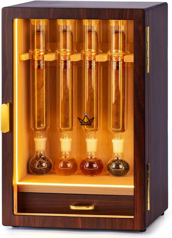 Cigar Humidor Infuser LED Display Case Cedar 4 Tubes — INFUSIO SANCTUAIRE
