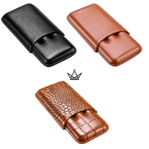 Etui 3 cigares en cuir avec coupe-cigare - Silver Cortez - - etui cigare - Cadeau, Noël, Anniversaire, Original - Atelier Atypique