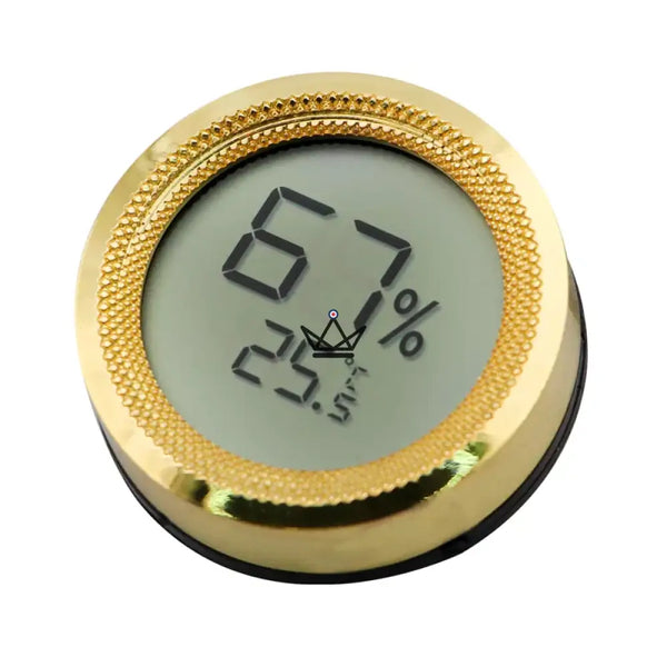 CARBONRING Electronic Cigar Hygrometer — LCD, 3 Finishes Black Gold Silver | Cigar Humidor, Gold
