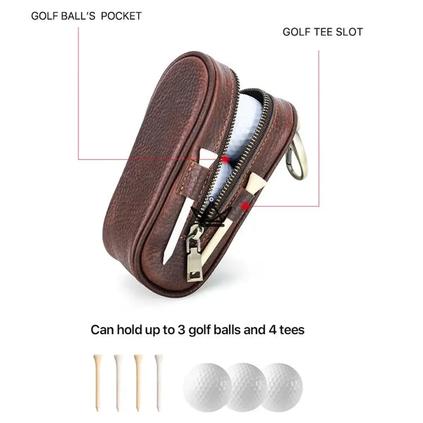 Customizable Leather Golf Ball Case – Voyageur Links | 3 Balls, 4 Tees – 7/10