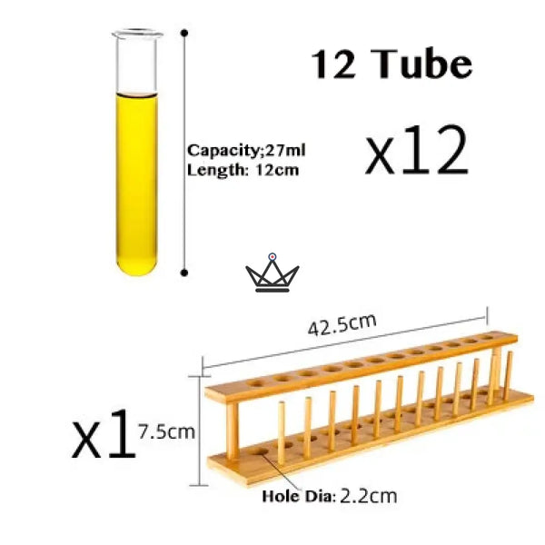 Wooden test tube rack and borosilicate glass test tubes — RETORT – 9/9