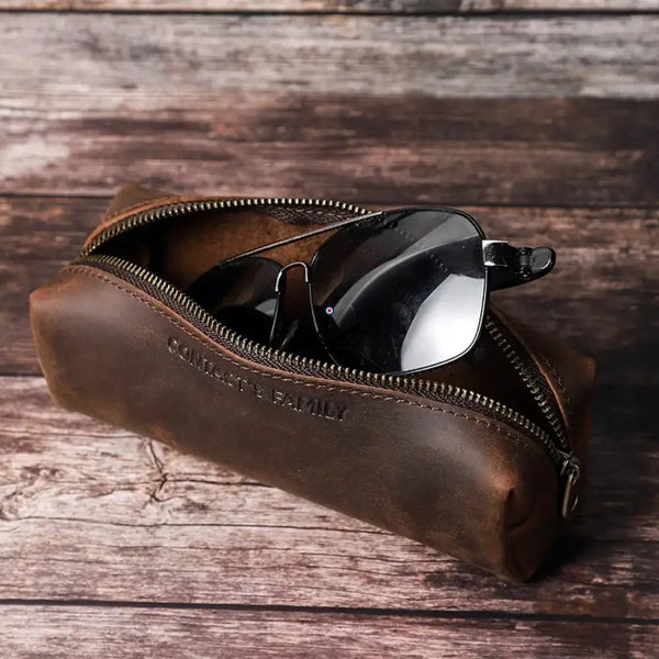 Small customizable leather zippered pencil case — MINE Traveler – 7/13