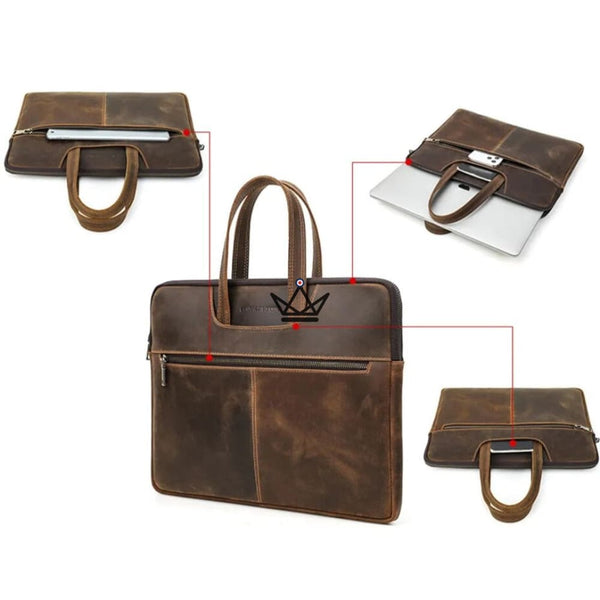 Sacoche de travail en cuir personnalisable - Edison - - Sacoche personnalisable - Cadeau, Noël, Anniversaire, Original - Atelier Atypique