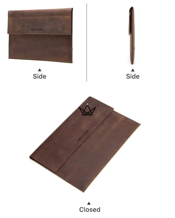 Personalizable 13" leather envelope sleeve for iPad — Voyageur PLI – 11/13