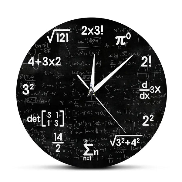 Math equations chalkboard wall clock — THEOREMA, Unframed