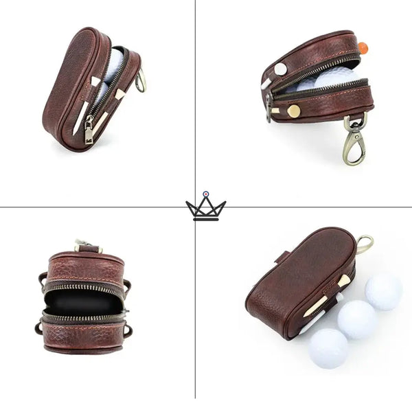 Customizable Leather Golf Ball Case – Voyageur Links | 3 Balls, 4 Tees – 9/10