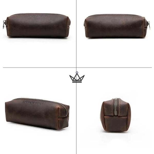 Small customizable leather zippered pencil case — MINE Traveler – 10/13