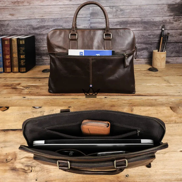 Sacoche de travail en cuir personnalisable - Galilée - - Sacoche personnalisable - Cadeau, Noël, Anniversaire, Original - Atelier Atypique