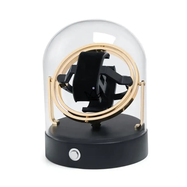 Single watch winder under a glass dome with gyroscopic rings — ASTROLABE – 9/11