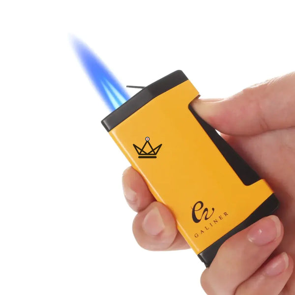 GOLDYR Lighter & Cigar Cutter Set — Blue Flame Torch + 64mm Cigar Cutter | Yellow or Black – 11/17