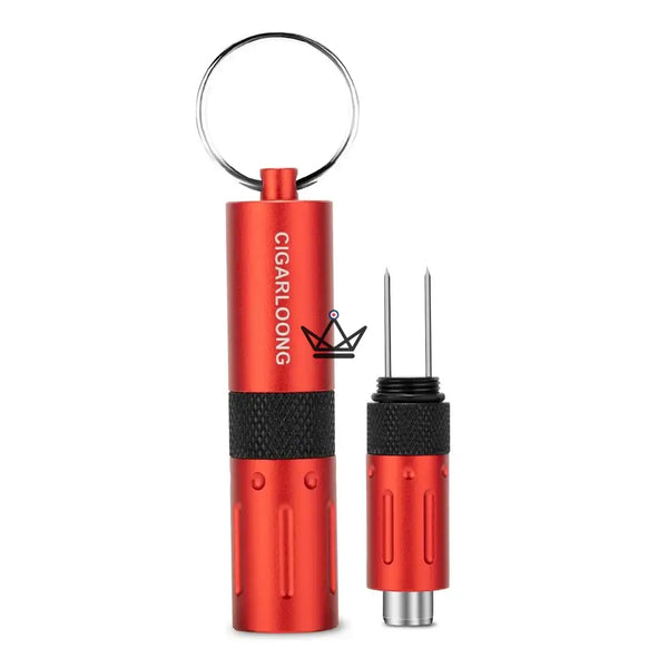 2-in-1 CAPONE Cigar Punch — Stainless Steel, 6 Colors | Gift Box, Carmine Red