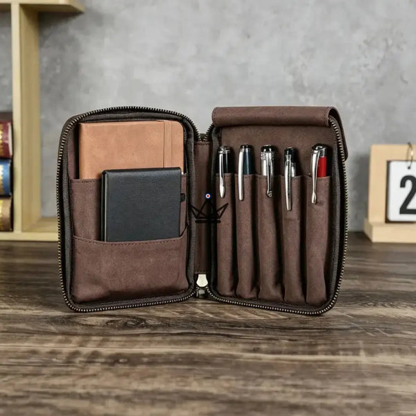 Leather Pocket Organizer - Customizable for Pens & Notebooks — VOYAGEUR Plume – 4/9