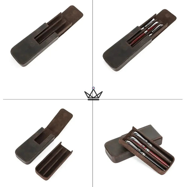 Customizable 3-pen leather case with removable tray — TERCET Traveler – 10/18