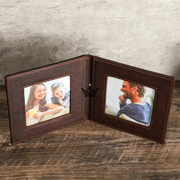 Customizable folding double leather photo frame — Traveler SOUVENIR – 2/9