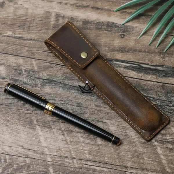 Etui en cuir de luxe pour stylo plume - Voyageur Valet (personnalisable) - - etui stylo personnalisable - Cadeau, Noël, Anniversaire, Original, Fête des pères, fête des mères - Atelier Atypique