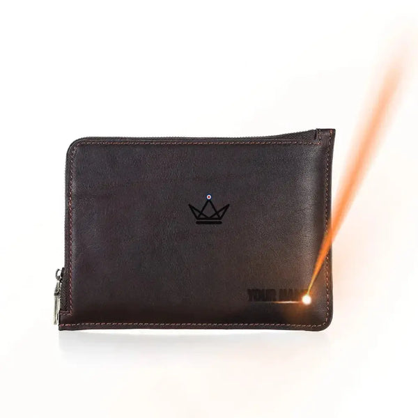 Customizable leather zippered iPad mini sleeve with wrist strap — Voyageur OPUS – 4/11