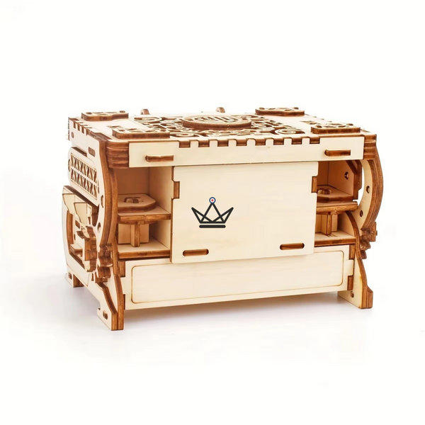 3D wooden secret treasure chest puzzle with legs - ARCANE