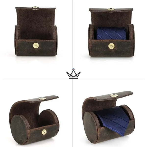 Customizable leather tie case, 1 or 2 ties - ASCOT Traveler