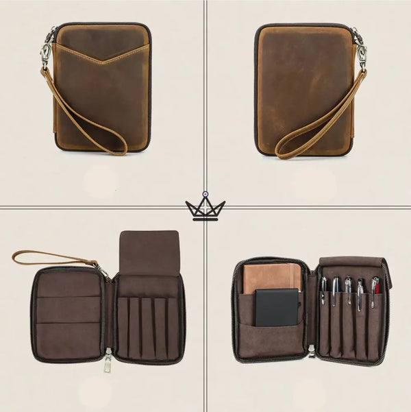 Leather Pocket Organizer - Customizable for Pens & Notebooks — VOYAGEUR Plume – 8/9