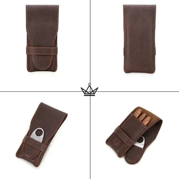 Etui 3 Cigares en cuir personnalisable - Voyageur Pocket - - etui cigare personnalisable - Cadeau, Noël, Anniversaire, Original, Fête des pères, fête des mères - Atelier Atypique