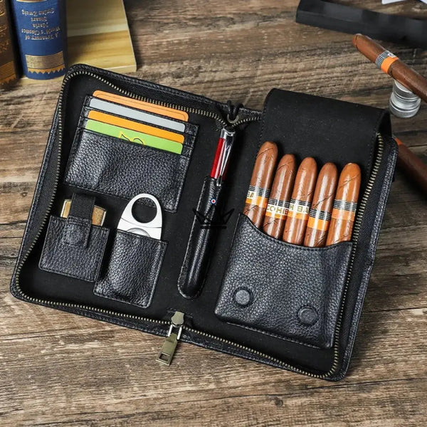 Étui à Cigares en Cuir Personnalisable - Voyageur Tempo - - etui cigare personnalisable - Cadeau, Noël, Anniversaire, Original, Fête des pères, fête des mères - Atelier Atypique