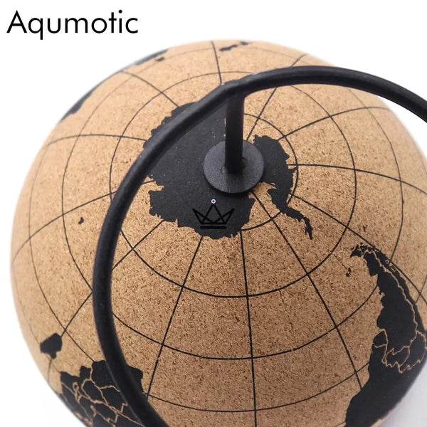 Cork globe with pins on a metal stand, 14.5 cm world map — PÉRIPLE – 5/9
