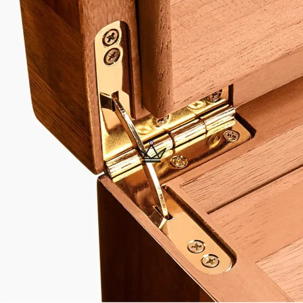 Aura Cedar Humidor — rosewood & abalone, 100 cigars, adjustable cedar dividers, gold lock – 8/8
