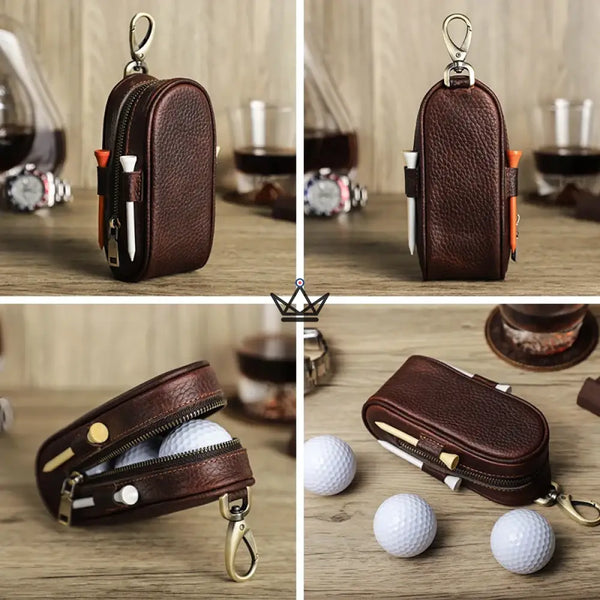 Customizable Leather Golf Ball Case – Voyageur Links | 3 Balls, 4 Tees – 3/10