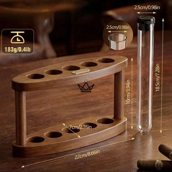 Quintet Acacia Wood Desktop Humidor — 5 Tubes
