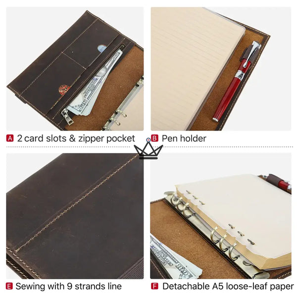 Customizable A5 Leather Notebook Organizer - WINKO TRAVELER