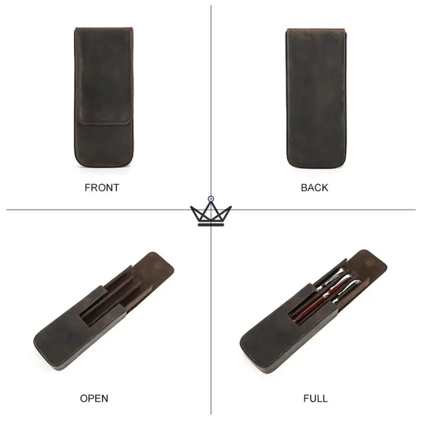 Customizable 3-pen leather case with removable tray — TERCET Traveler – 5/18