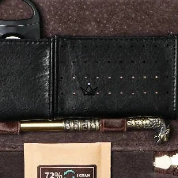 Magyars Wood Cigar Case — 5-cigar cedar tray, double-bladed cigar cutter, dragon head needle & Boveda 72% kit – 9/12