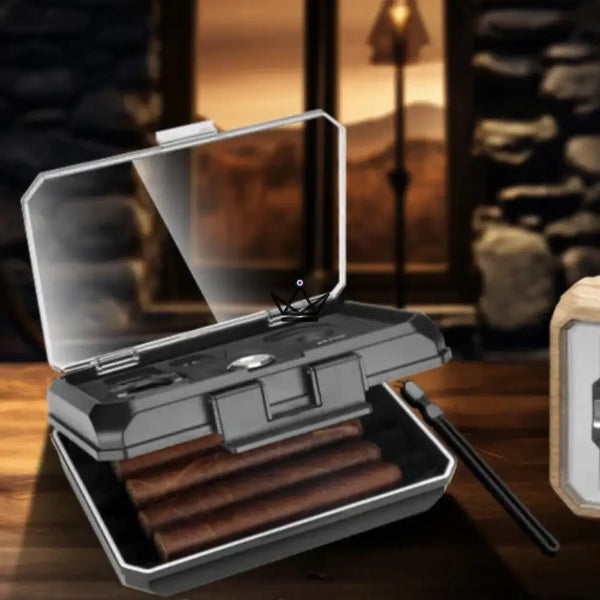 New Origin Cigar Travel Humidor — portable mini humidor, hygrometer & 5 integrated accessories – 14/16