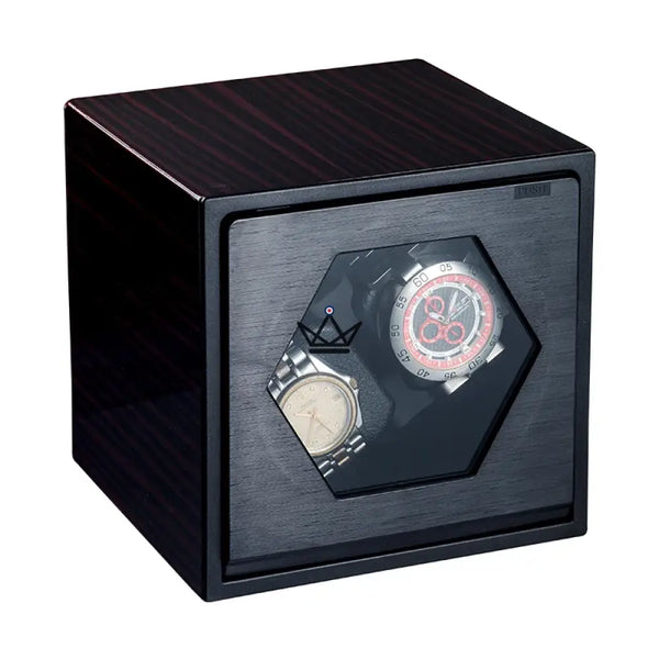 JEBELY HEXASQUARE Automatic Watch Winder — Interconnectable, 6 Colors, 3 Modes, Vintage Wood
