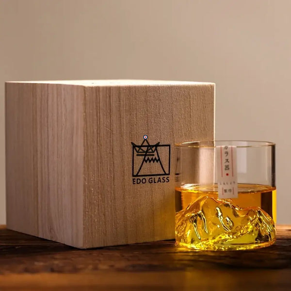 3D mountain whiskey glass in wooden gift box — SUMMIT – 4/8