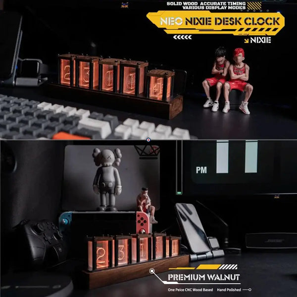Solid wood RGB Nixie-style clock kit, 6 tubes — FILAMENT – 4/9