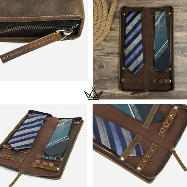Customizable leather tie case - Voyageur Windsor – 7/11