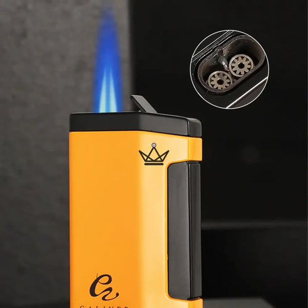 GOLDYR Lighter & Cigar Cutter Set — Blue Flame Torch + 64mm Cigar Cutter | Yellow or Black – 6/17