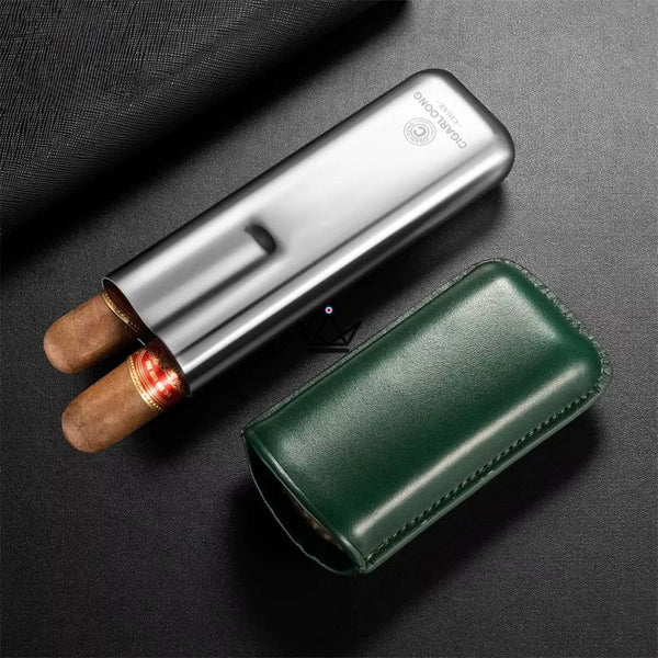 Leather cigar case — Savoy Elite, Green