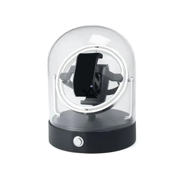 Single watch winder under a glass dome with gyroscopic rings — ASTROLABE – 10/11