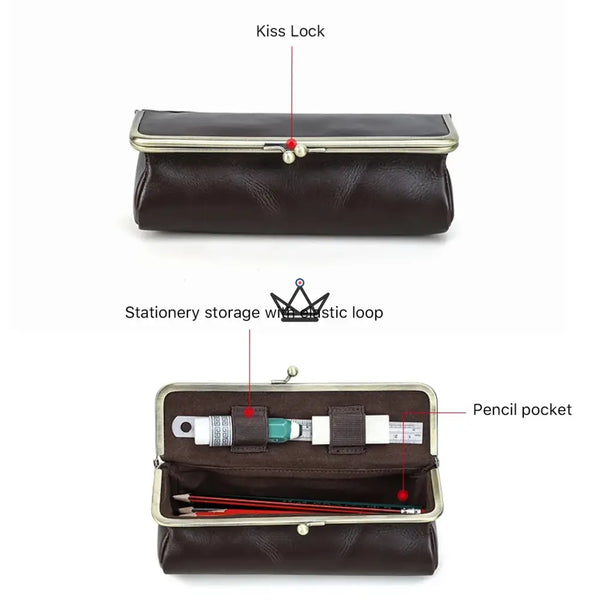 Personalized Leather Pouch with Vintage Clasp — Traveler SCRIPT – 6/8