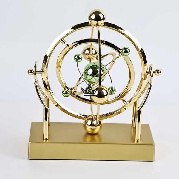 Golden celestial orbit kinetic desk sculpture - ASTRALIS