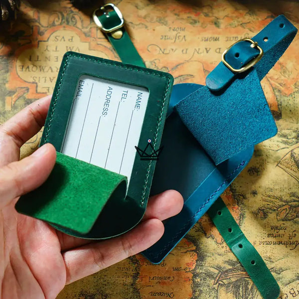 Customizable Leather Luggage Tag – Traveler Tag