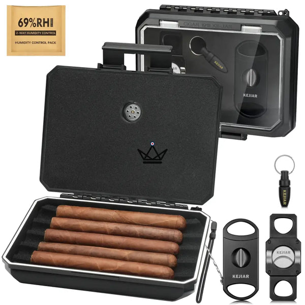 New Origin Cigar Travel Humidor — portable mini humidor, hygrometer & 5 integrated accessories – 2/16