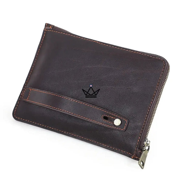 Customizable leather zippered iPad mini sleeve with wrist strap — Voyageur OPUS, Default Title