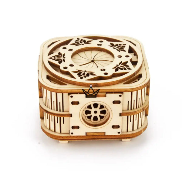 3D wooden puzzle music box with cutout floral patterns - FLORALIE