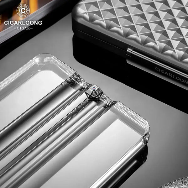 Clear Glass Cigar Ashtray - Crystal Duo