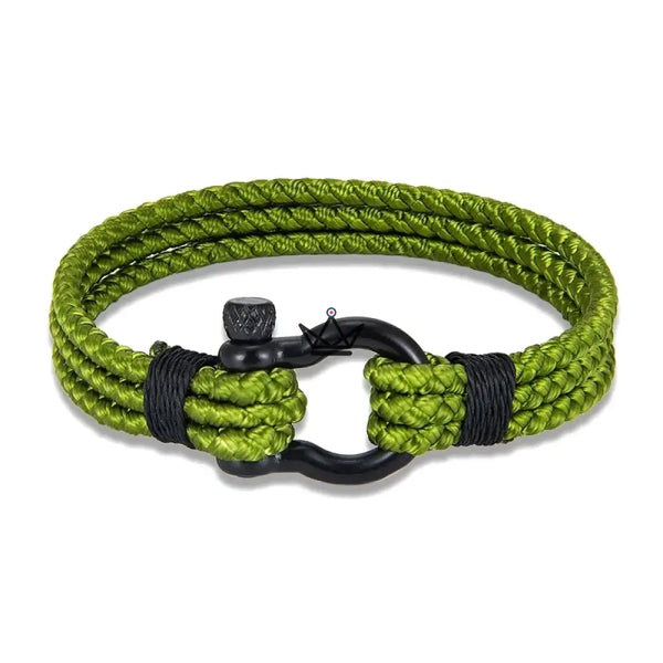 Braided cord bracelet with black steel marine shackle — BOSCO – 5/11