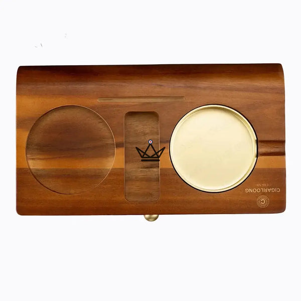 Solid Wood Cigar Ashtray with Whisky Slot and Drawer - Whisky Butler