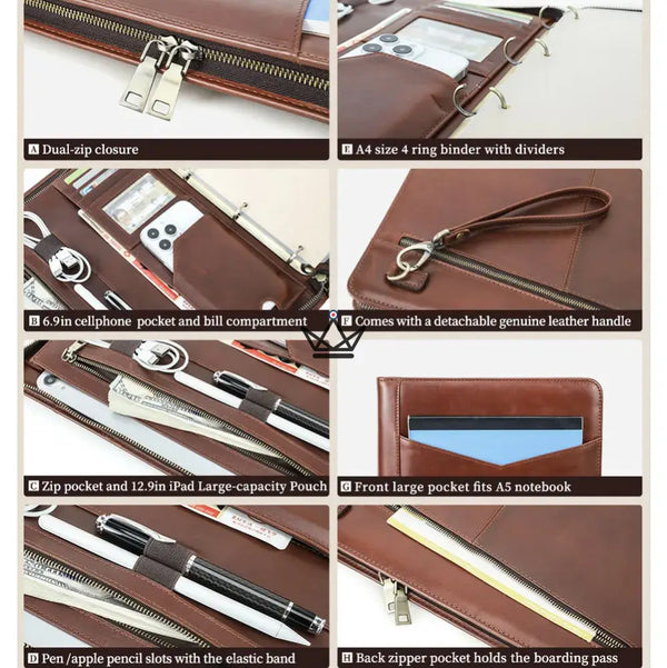 Customizable A4 Leather Folio — iPad Pro & Organizer — VOYAGEUR PadFolio